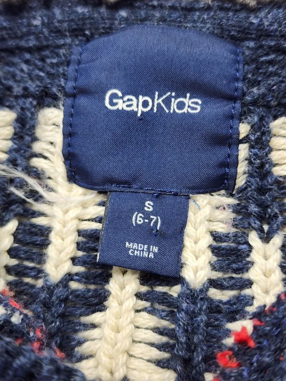 Gap Kids Pullover Knit Sweater Size S(6/7) Fair Isle Mountain Christmas Pattern